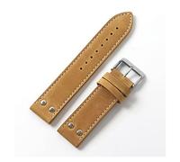 HASGTFM 20 mm 22 mm Tornillo Doble Tornillo Universal Reloj de cuero Campo Cinturón de muñeca de aviación Correa de reloj Pulsera Ajuste for Hamilton(Yellow white,22mm silver clasp)