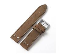 HASGTFM 20 mm 22 mm Tornillo Doble Tornillo Universal Reloj de cuero Campo Cinturón de muñeca de aviación Correa de reloj Pulsera Ajuste for Hamilton(Brown,20mm silver clasp)