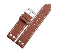 HASGTFM 20 mm 22 mm Tornillo Reloj de cuero Ajuste for Hamilton Khaki Fit for B-Reitling Zenith Cinturón Correa Correa Pulseras Reemplazo Reloj Reemplazo(Brown white line,20mm)