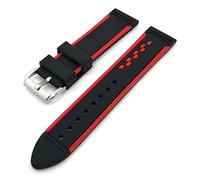 HASGTFM 20 mm de 22 mm doble colorido Band de silicona Reloj Ratio de goma Sport Watrip Watchband Sport for Women Men's Watch '(Red,20mm)
