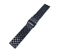 HASGTFM 24/22/20 / 18mm Silver Black Enlace Sólido Banda de Reloj de Acero Inoxidable Cierre plegable Relojes de Seguridad Strap Pulsera Reemplazo Herramientas(Schwarz,22mm)