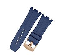 HASGTFM 28 mm Black Blue 15703 Nature FluorUrubber Watchband Men Watch Strap Band for AP15703 Mira el cinturón de Audemars(Blur-rosegold)