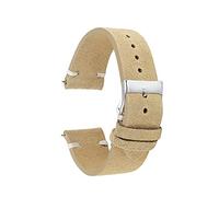 HASGTFM Accesorios de reloj de reloj de cuero hecho a mano Khaki Retro Reloj Correa 18mm 20mm 20mm 24mm reloj de reloj Kzsd09(Khaki-White Line,24mm)