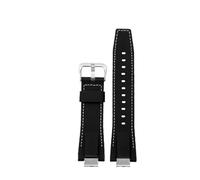 HASGTFM Adaptador de acero inoxidable de 14mm, correa de reloj de cuero apta for Casio Fit For G-Shock GST-B400, correa de reloj for hombre, pulsera de nailon(Black white-Silver)