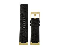 HASGTFM Adaptador De Acero Inoxidable Modificado De 26mm, Correa Retro Marrón Oscuro Apta For Correa De Reloj De Cuero For Hombre Diésel(A black-gold pin)