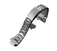 HASGTFM Ajuste for CASIO Ajuste for G-Shock Correas de reloj de acero fino GW-5000 5035 DW5600 GWM5610 Correa de reloj negra y plateada for hombres 16 mm(5610Silver)