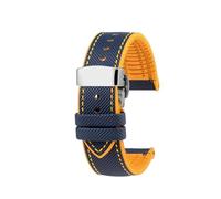 HASGTFM Ajuste for CITIZEN Blue Angel Men Radio Wave Watch AT8020-54L/8020-03L/JY8078 Series lona Nylon + correas de reloj de goma 22mm 23mm(C-Blue yellow-S)
