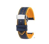 HASGTFM Ajuste for CITIZEN Blue Angel Men Radio Wave Watch AT8020-54L/8020-03L/JY8078 Series lona Nylon + correas de reloj de goma 22mm 23mm(C-Blue yellow-S,22mm)