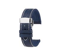 HASGTFM Ajuste for CITIZEN Blue Angel Men Radio Wave Watch AT8020-54L/8020-03L/JY8078 Series lona Nylon + correas de reloj de goma 22mm 23mm(C-Blue white-S,23mm)