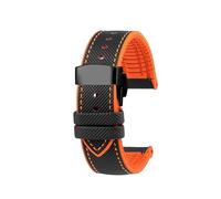 HASGTFM Ajuste for CITIZEN Blue Angel Men Radio Wave Watch AT8020-54L/8020-03L/JY8078 Series lona Nylon + correas de reloj de goma 22mm 23mm(C-Black orange-B,23mm)