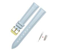 HASGTFM Ajuste for correa de reloj de cuero fósil for ES3737/3795/3843/4385/4386/4338 Correa 14mm 16mm 18mm accesorios de moda for mujer(Sky blue-gold,16mm)