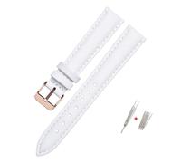 HASGTFM Ajuste for correa de reloj de cuero fósil for ES3737/3795/3843/4385/4386/4338 Correa 14mm 16mm 18mm accesorios de moda for mujer(White-rose gold,14mm)