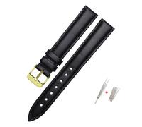 HASGTFM Ajuste for correa de reloj de cuero fósil for ES3737/3795/3843/4385/4386/4338 Correa 14mm 16mm 18mm accesorios de moda for mujer(Black gold bucke,16mm)