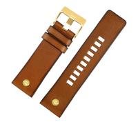 HASGTFM Ajuste for correa de reloj diésel DZ7413 DZ4318 DZ4343 DZ4323 DZ4476 correa marrón Retro de cuero Vintage accesorios for hombres 24mm 26mm 28m(001 Brown Gold,26mm)