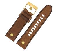 HASGTFM Ajuste for correa de reloj diésel DZ7413 DZ4318 DZ4343 DZ4323 DZ4476 correa marrón Retro de cuero Vintage accesorios for hombres 24mm 26mm 28m(15 Brown Gold,26mm)