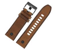 HASGTFM Ajuste for correa de reloj diésel DZ7413 DZ4318 DZ4343 DZ4323 DZ4476 correa marrón Retro de cuero Vintage accesorios for hombres 24mm 26mm 28m(15 Brown black,26mm)