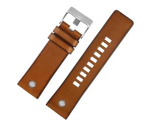 HASGTFM Ajuste for correa de reloj diésel DZ7413 DZ4318 DZ4343 DZ4323 DZ4476 correa marrón Retro de cuero Vintage accesorios for hombres 24mm 26mm 28m(001 brown Silver,24mm)