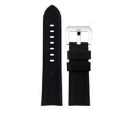 HASGTFM Ajuste for Panerai Ajuste for Fossil Ajuste for Breitling Correa de reloj de lona de doble cara Correa de reloj retro for hombre de 24 mm Pulsera gruesa inferior(Black Silver Buckle)