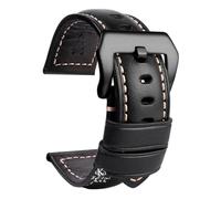 HASGTFM Ajuste for Panerai PAM111 441 pulsera de cuero hecha a mano pulsera de cuero Vintage 22 24 26mm(Black black buck,26mm)