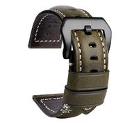 HASGTFM Ajuste for Panerai PAM111 441 pulsera de cuero hecha a mano pulsera de cuero Vintage 22 24 26mm(Green black buck,24mm)
