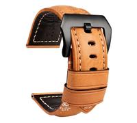 HASGTFM Ajuste for Panerai PAM111 441 pulsera de cuero hecha a mano pulsera de cuero Vintage 22 24 26mm(Khaki black buck,26mm)