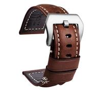 HASGTFM Ajuste for Panerai PAM111 441 pulsera de cuero hecha a mano pulsera de cuero Vintage 22 24 26mm(Dark brown silver,24mm)