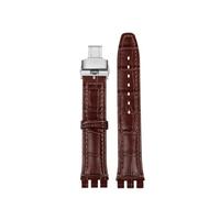 HASGTFM Ajuste for Swatch YCS YAS YGS Series correa de reloj 17mm 19mm correa de cuero for mujeres y hombres correa de reloj accesorios de pulsera(A Brown Folding,19mm Black)