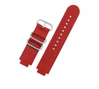 HASGTFM Ajuste for TIMEX Ajuste for Tidal 24 * 16 mm Correa de reloj de lona T2N721 T2N720 TW2T76500 TW2T76300 Correa de reloj de lona de nailon impermeable for hombres Tornillo libre(Red-Silver Buckl