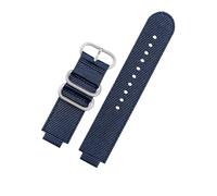 HASGTFM Ajuste for TIMEX Ajuste for Tidal 24 * 16 mm Correa de reloj de lona T2N721 T2N720 TW2T76500 TW2T76300 Correa de reloj de lona de nailon impermeable for hombres Tornillo libre(Blue-silver buck