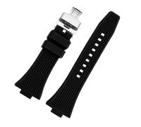 HASGTFM Ajuste for Tissot Ajuste for la serie PRX Correa de liberación Super Player T137.407/410 Correa de reloj de goma Pulsera de silicona resistente al agua Hombre 26 * 12 MM(Black-silver a)