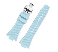 HASGTFM Ajuste for Tissot Ajuste for la serie PRX Correa de liberación Super Player T137.407/410 Correa de reloj de goma Pulsera de silicona resistente al agua Hombre 26 * 12 MM(Light blue-silver a)