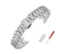 HASGTFM Ajuste For Tissot T094.210A Correa De Reloj De Metal Sólido Pulsera 1853 T094 Apto For Correa De Reloj De La Serie Flamenco Pulseras De 12mm(Silver)