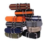 HASGTFM Ajuste negro for hebilla de anillo de rayas Cambo, correa de reloj de 24mm for hombre y mujer, correas de reloj de nailon tejido de fibra, correas de reloj de pulsera(A)