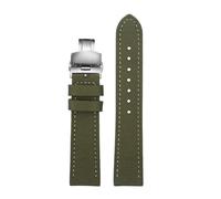 HASGTFM Apto for Breitling Correa de reloj de cuero de nailon Apto for Seawolf Blackbird Apto for Avenger Tudor Apto for Black Shield Canvas Watchband 20 22 mm 24 mm Pulsera de hombre(Green steel Fold