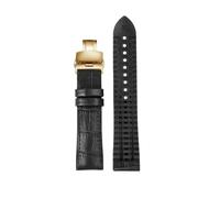 HASGTFM Apto For Cualquier Marca Correa Apto For Rolex Apto For IWC Apto For Correa De Reloj De Cuero Omega Correa De Reloj 22 Hombre Fluororubber A Prueba De Sudor Negro Marrón Hebilla Plegable(Black