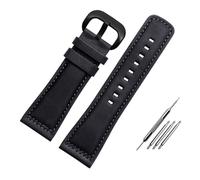 HASGTFM Apto for Seven Friday P1/2 Q2/03/M2/M021 T2 correa de reloj de cuero Vintage Diesel de gran tamaño for hombres correa de Metal remachada pulsera de 28mm(C-black-black)