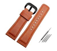 HASGTFM Apto for Seven Friday P1/2 Q2/03/M2/M021 T2 correa de reloj de cuero Vintage Diesel de gran tamaño for hombres correa de Metal remachada pulsera de 28mm(C-y-brown-black)