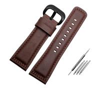 HASGTFM Apto for Seven Friday P1/2 Q2/03/M2/M021 T2 correa de reloj de cuero Vintage Diesel de gran tamaño for hombres correa de Metal remachada pulsera de 28mm(C-Dark brown-black)