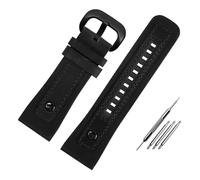 HASGTFM Apto for Seven Friday P1/2 Q2/03/M2/M021 T2 correa de reloj de cuero Vintage Diesel de gran tamaño for hombres correa de Metal remachada pulsera de 28mm(A-black-black)