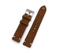 HASGTFM Banda de la correa de reloj de cuero de gamuza 18mm 20 mm 22 mm 24 mm Café marrón relojes de relojes Hecho a mano Pulsera de reemplazo for hombres(Brown,20mm)