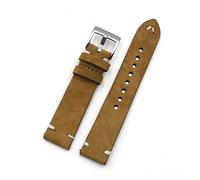 HASGTFM Banda de la correa de reloj de cuero de gamuza 18mm 20 mm 22 mm 24 mm Café marrón relojes de relojes Hecho a mano Pulsera de reemplazo for hombres(Tan,20mm)