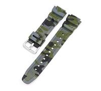 HASGTFM Banda de reloj de 18 mm AQ-S810W AE-1000W AE-1200/1300 SGW-300 Strap Men Camuflage Silicona Accesorios de pulsera de muñeca de goma adecuada for Casio(Army Green silver)