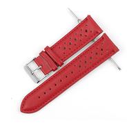 HASGTFM Banda de reloj de cuero 18 mm 20 mm 22 mm 24 mm pulsera porosa transpirable Pulsera Pulsera hecha a mano costuras for hombres WatchStrap(Red,18mm)
