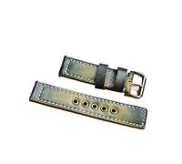 HASGTFM Banda de reloj de cuero 20 mm 22 mm 24 mm de reloj de reloj hebilla de acero inoxidable Correa de muñeca Pulsera de brazalete Apto for PANERAII(Green-Gold Buckle,24mm)