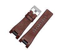 HASGTFM Banda de reloj de cuero 32 mm Black Brown Reemplazo Pulsera Pulsera Patrón de Lychee for hombres WatchStrap(Silver pin buckle 4)