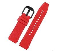 HASGTFM Banda de reloj de cuero de 20 mm de 20 mm apto for Hamilton Fit For Haki Field Watch H760250 H77616533 Fitt for Samsung Gear 3 apto for Huawei Honor Watch(Red-black buckle,20mm)