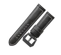 HASGTFM Banda de reloj de cuero de cera de aceite 20 mm 22 mm 24 mm Hombres marrones oscuros Temas de reloj grueso Pulsera de cuero de lujo(Gray-Black,20mm)