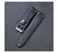 HASGTFM Banda de reloj de cuero de cera de aceite de la vendimia 20 mm 22 mm de costura hecha a mano Correa de reloj de cuero for hombres pulsera de muñeca reloj de reloj(Schwarz,20mm)