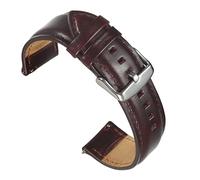 HASGTFM Banda de reloj de cuero de reemplazo apto for Dw Ajuste for Daniel Fit for Wellington Belt Black Clasp Watch Strap 20mm 22mm Watch Wrist Band Lujoso(Wine Red-Silver,20mm)