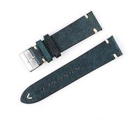HASGTFM Banda de reloj de cuero vintage 18 mm 20 mm 22 mm 24 mm Hecho a mano Hombres Mujeres Mujer Muñeca Muñeca Correa Hebilla de metal(A-Blue,24mm)